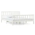 Cadre de lit Blanc Bois massif 140x190 cm
