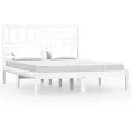 Cadre de lit Blanc Bois de pin massif 140x190 cm