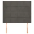 Tête de lit avec oreilles Gris foncé 103x16x118/128 cm Velours