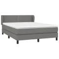 cadre de lit avec matelas Gris foncé 140x200cm Tissu