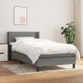cadre de lit et matelas Gris foncé 90x190 cm Tissu