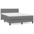 cadre de lit avec matelas Gris foncé 140x200cm Tissu