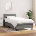 cadre de lit et matelas Gris foncé 90x190 cm Tissu