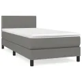 cadre de lit et matelas Gris foncé 90x190 cm Tissu