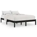 Cadre de lit Noir Bois de pin massif 140x190 cm