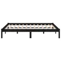 Cadre de lit Noir Bois de pin massif 140x190 cm