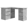 Bureau d'angle Gris béton 145x100x76 cm Aggloméré