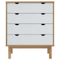 Commode OTTA Marron et blanc 76,5x39,5x90 cm Bois de pin massif