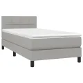 cadre de lit avec matelas Gris clair 80x200 cm Tissu