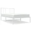 Cadre de lit métal avec tête de lit blanc 75x190 cm