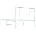 Cadre de lit métal avec tête de lit blanc 75x190 cm