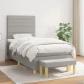 cadre de lit avec matelas Gris clair 100x200cm Tissu