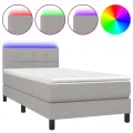 cadre de lit matelas LED Gris clair 100x200 cm Tissu
