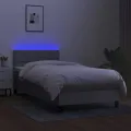 cadre de lit matelas LED Gris clair 100x200 cm Tissu