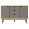 Buffet OTTA Marron et gris 113,5x43x73 cm Bois massif pin