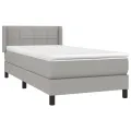 cadre de lit avec matelas Gris clair 100x200cm Tissu
