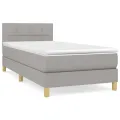 cadre de lit avec matelas Gris clair 100x200cm Tissu