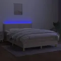 cadre de lit avec matelas LED Crème 140x200 cm Tissu