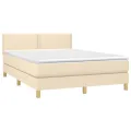 cadre de lit avec matelas LED Crème 140x200 cm Tissu