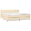 cadre de lit avec matelas Crème 200x200 cm Tissu