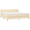 cadre de lit avec matelas Crème 200x200 cm Tissu