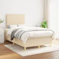 cadre de lit avec matelas Crème 120x200 cm Tissu