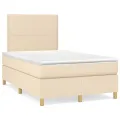 cadre de lit avec matelas Crème 120x200 cm Tissu
