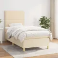 cadre de lit avec matelas Crème 100x200 cm Tissu