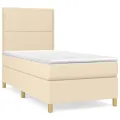 cadre de lit avec matelas Crème 100x200 cm Tissu