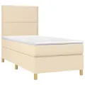 cadre de lit avec matelas Crème 100x200 cm Tissu