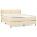 cadre de lit avec matelas Crème 140x200 cm Tissu