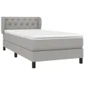 cadre de lit avec matelas Gris clair 80x200 cm Tissu
