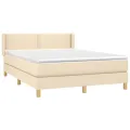 cadre de lit avec matelas Crème 140x200 cm Tissu