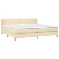cadre de lit avec matelas Crème 200x200 cm Tissu