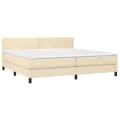 cadre de lit et matelas et LED Crème 200x200cm Tissu