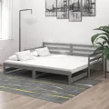 Lit coulissant 2x(90x200) cm Gris Bois de pin massif