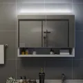 Armoire à miroir de salle de bain LED Blanc 80x15x60 cm MDF