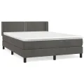 cadre de lit et matelas Gris foncé 140x190cm Velours