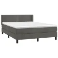 cadre de lit et matelas Gris foncé 140x190cm Velours