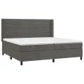 cadre de lit et matelas Gris foncé 200x200cm Velours