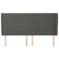 Tête de lit avec oreilles Gris foncé 203x23x118/128 cm Velours