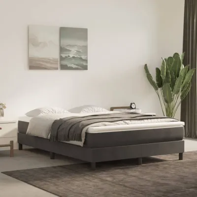 cadre de lit Gris foncé 140x190 cm Velours