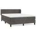cadre de lit et matelas Gris foncé 140x190cm Velours