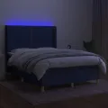 cadre de lit matelas et LED Bleu 140x190 cm Tissu