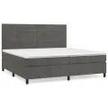 cadre de lit et matelas Gris foncé 200x200cm Velours