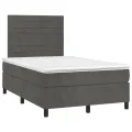 cadre de lit et matelas Gris foncé 120x200cm Velours