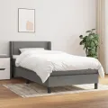 cadre de lit avec matelas Gris foncé 90x200 cm Tissu