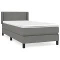 cadre de lit avec matelas Gris foncé 90x200 cm Tissu