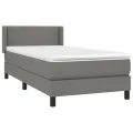 cadre de lit avec matelas Gris foncé 90x200 cm Tissu