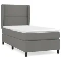 cadre de lit et matelas Gris foncé 90x190 cm Tissu